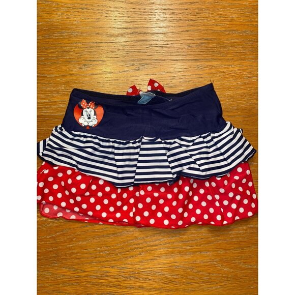 Minnie Mouse Polka Dot & Striped Layered Toddler Skirt With Bow - Picture 1 of 2